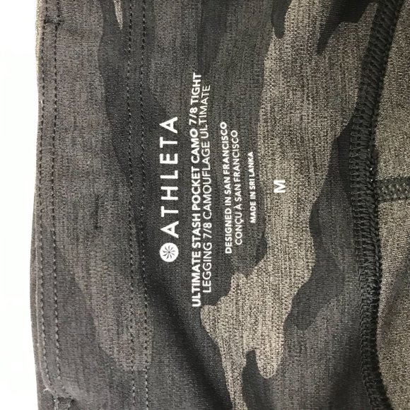 ATHLETA - WOMEN'S MEDIUM - BLACK CAMO YOGA FITNESS COMPRESSION PANT - Picture 7 of 8